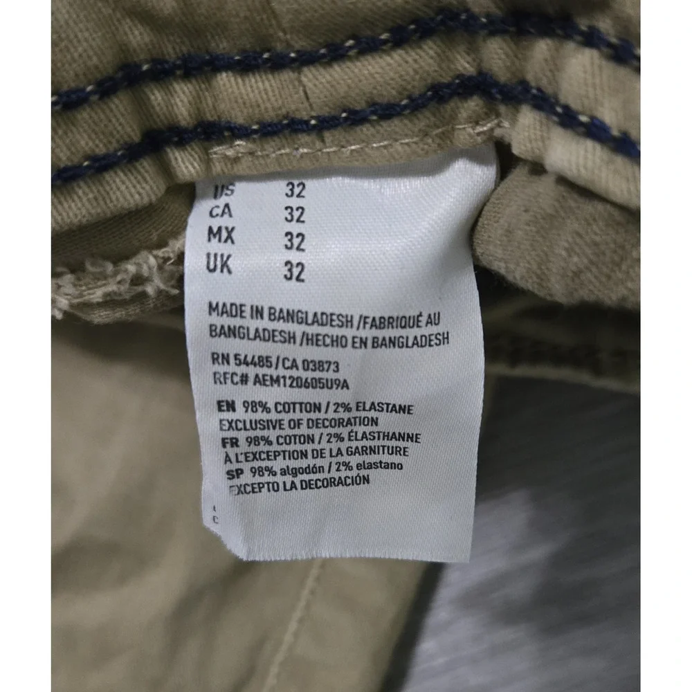 American Eagle Cargo Shorts Mens 32 Khaki Beige Longer Length Y2K Extreme Flex